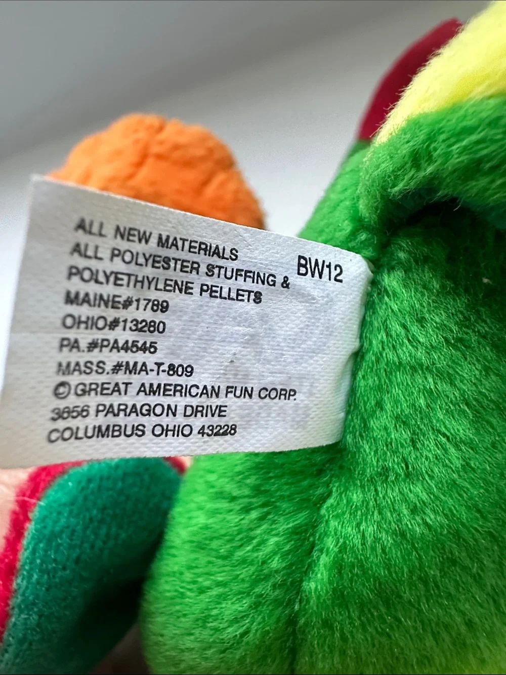Bean Sprouts Wally Bird Parrot Plush Stuffed Animal Soft Toy Green Yellow 6”